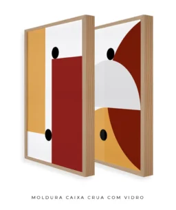 Conjunto 2 Quadros Decorativos Coleção Abstrato Geométrico n01 n02 – Vermelho e Laranja - Imagem 21