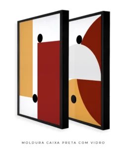 Conjunto 2 Quadros Decorativos Coleção Abstrato Geométrico n01 n02 – Vermelho e Laranja - Imagem 17