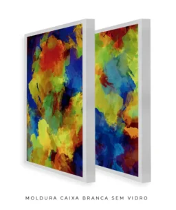 Conjunto 2 Quadros Decorativos Coleção Abstrato Textura Colorful n01 n03 – Azul e Amarelo - Imagem 24