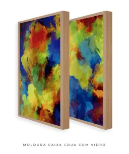 Conjunto 2 Quadros Decorativos Coleção Abstrato Textura Colorful n01 n03 – Azul e Amarelo - Imagem 21