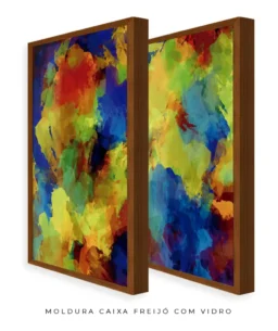 Conjunto 2 Quadros Decorativos Coleção Abstrato Textura Colorful n01 n03 – Azul e Amarelo - Imagem 19