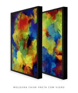 Conjunto 2 Quadros Decorativos Coleção Abstrato Textura Colorful n01 n03 – Azul e Amarelo - Imagem 17