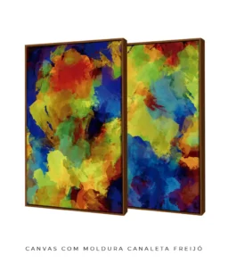 Conjunto 2 Quadros Decorativos Coleção Abstrato Textura Colorful n01 n03 – Azul e Amarelo - Imagem 13