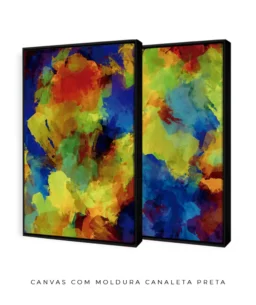 Conjunto 2 Quadros Decorativos Coleção Abstrato Textura Colorful n01 n03 – Azul e Amarelo - Imagem 12
