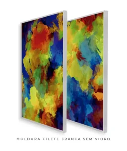 Conjunto 2 Quadros Decorativos Coleção Abstrato Textura Colorful n01 n03 – Azul e Amarelo - Imagem 11
