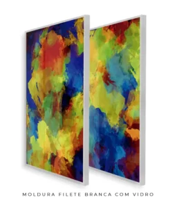 Conjunto 2 Quadros Decorativos Coleção Abstrato Textura Colorful n01 n03 – Azul e Amarelo - Imagem 10