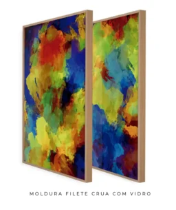 Conjunto 2 Quadros Decorativos Coleção Abstrato Textura Colorful n01 n03 – Azul e Amarelo - Imagem 8