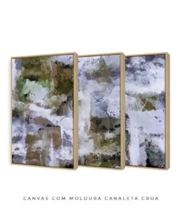 Conjunto 3 Quadros Decorativos Coleção Abstrato Textura n01 n02 n03 - Branco e Ocre - Imagem 16