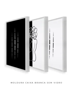 Conjunto 3 Quadros Decorativos Coleção P&B Mulher n01 n02 n03 – Preto e Branco - Imagem 25