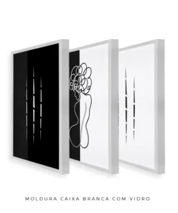 Conjunto 3 Quadros Decorativos Coleção P&B Mulher n01 n02 n03 – Preto e Branco - Imagem 24
