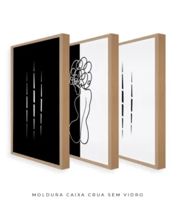 Conjunto 3 Quadros Decorativos Coleção P&B Mulher n01 n02 n03 – Preto e Branco - Imagem 23