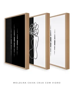 Conjunto 3 Quadros Decorativos Coleção P&B Mulher n01 n02 n03 – Preto e Branco - Imagem 22