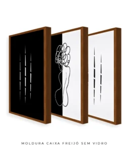 Conjunto 3 Quadros Decorativos Coleção P&B Mulher n01 n02 n03 – Preto e Branco - Imagem 21