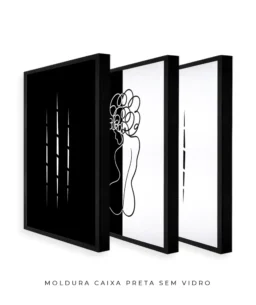 Conjunto 3 Quadros Decorativos Coleção P&B Mulher n01 n02 n03 – Preto e Branco - Imagem 19