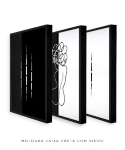Conjunto 3 Quadros Decorativos Coleção P&B Mulher n01 n02 n03 – Preto e Branco - Imagem 18