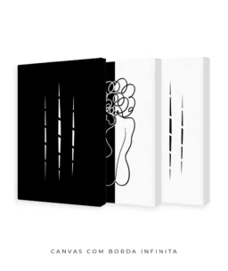 Conjunto 3 Quadros Decorativos Coleção P&B Mulher n01 n02 n03 – Preto e Branco - Imagem 17
