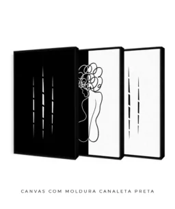 Conjunto 3 Quadros Decorativos Coleção P&B Mulher n01 n02 n03 – Preto e Branco - Imagem 13