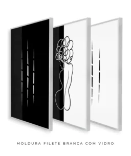 Conjunto 3 Quadros Decorativos Coleção P&B Mulher n01 n02 n03 – Preto e Branco - Imagem 11
