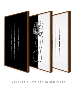 Conjunto 3 Quadros Decorativos Coleção P&B Mulher n01 n02 n03 – Preto e Branco - Imagem 8