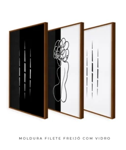 Conjunto 3 Quadros Decorativos Coleção P&B Mulher n01 n02 n03 – Preto e Branco - Imagem 7