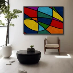 Quadro Decorativo Coleção Abstrato Colorful n06 – Azul, Verde, Vermelho e Amarelo
