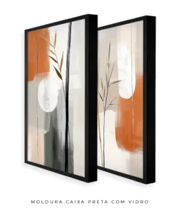 Conjunto 2 Quadros Decorativos Coleção Botânica Abstrato n02 n03 – Verde, Laranja e Areia - Imagem 17