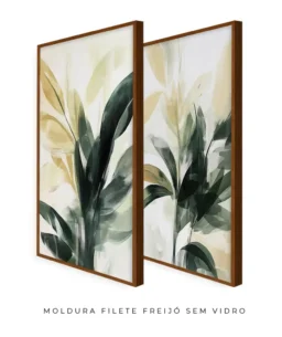 Conjunto 2 Quadros Decorativos Coleção Botânica Folhagem n02 n03 – Verde e Amarelo - Imagem 7