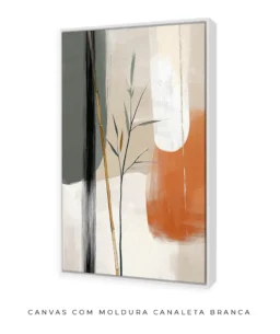 Quadro Decorativo Coleção Botânica Abstrato n03 – Verde, Laranja e Areia - Imagem 17