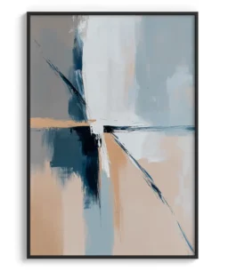 Conjunto 2 Quadros Decorativos Coleção Abstrato n12 n15 – Azul, Branco e Salmão - Imagem 2