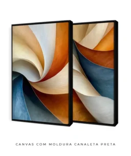 Conjunto 2 Quadros Decorativos Coleção Abstrato n26 n28 – Azul, Branco e Laranja - Imagem 11